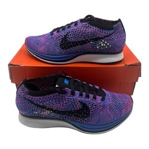 Nike Flyknit Racer Running Shoes Mens 5.5 Womens 7 Pink Blue Sneakers 526628-400